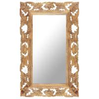 SPIEGEL Handgeschnitzt Braun 80x50 cm Massivholz Mango - Braun, Holz (50/2.5/80cm) - furnicato