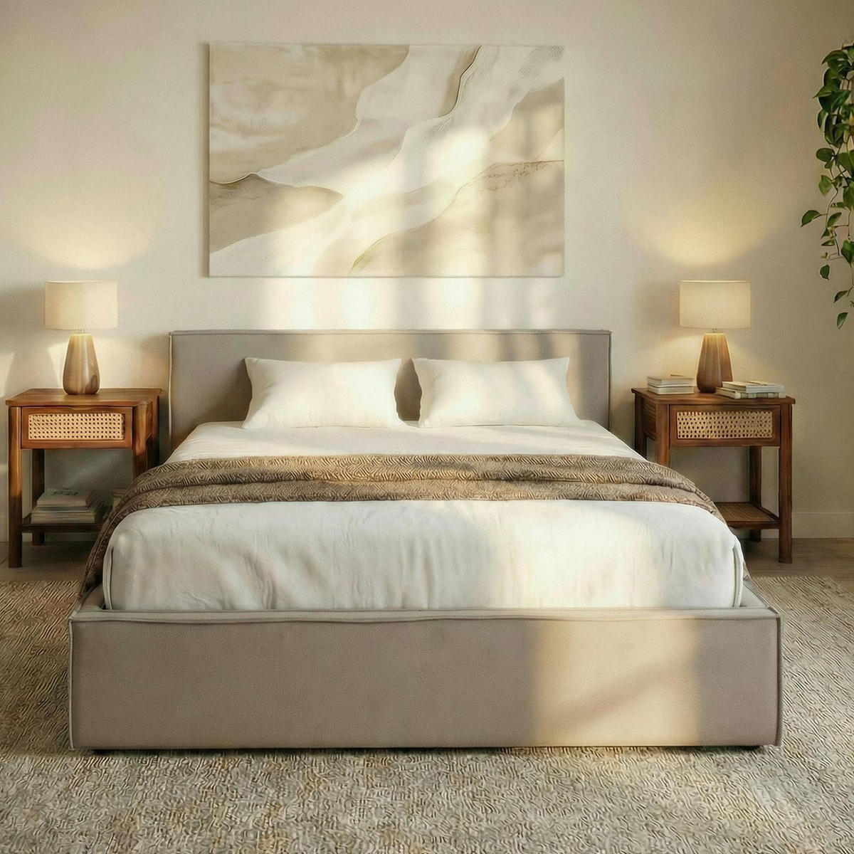 POLSTERBETT PESARO 140x200 cm greige - Greige, Textil (140/200cm) - IDIMEX