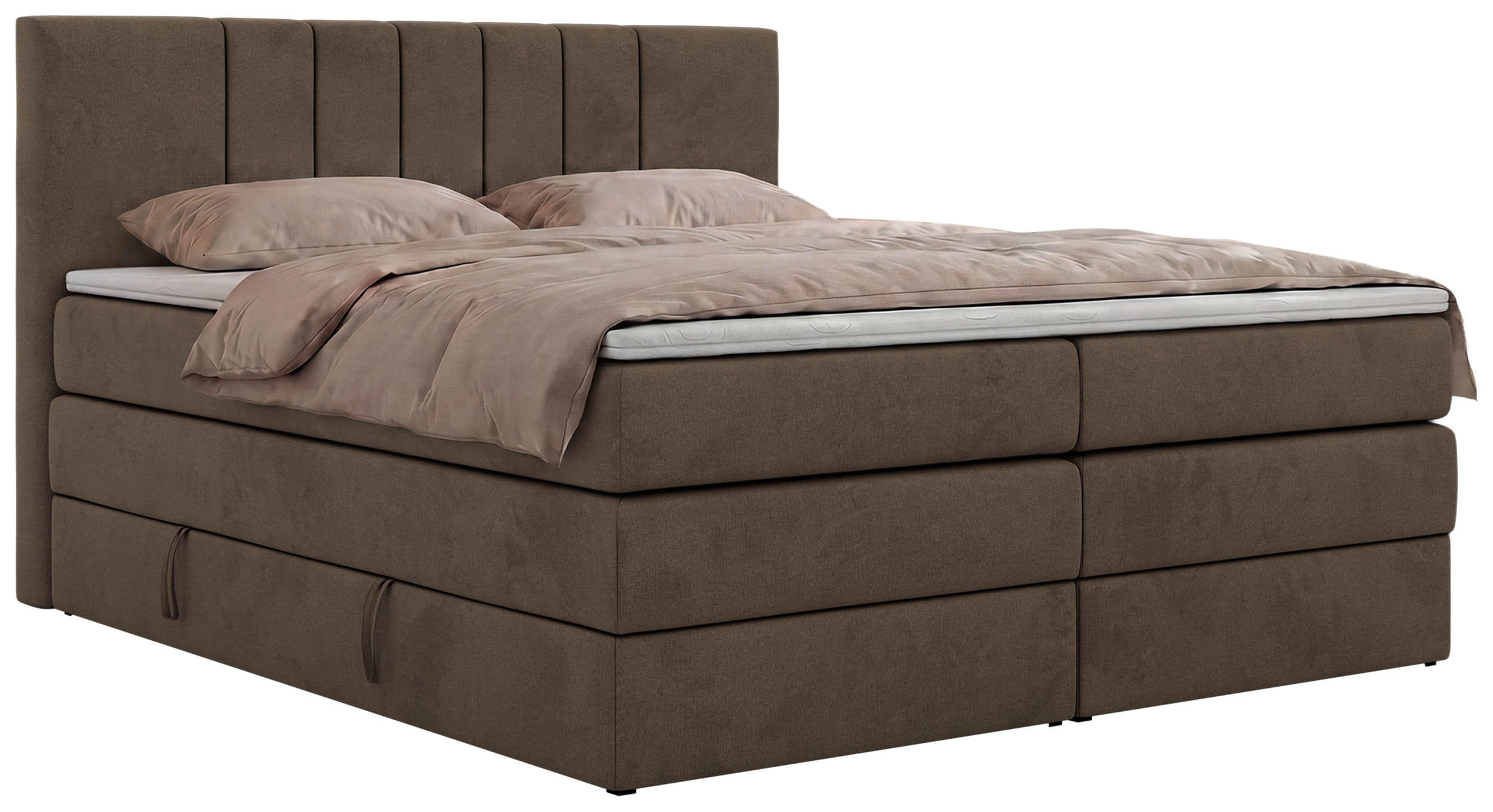 MKS POSTEL BOXSPRING INERO KING 180/200 - Hnědá Samet - Topper Visco - H3