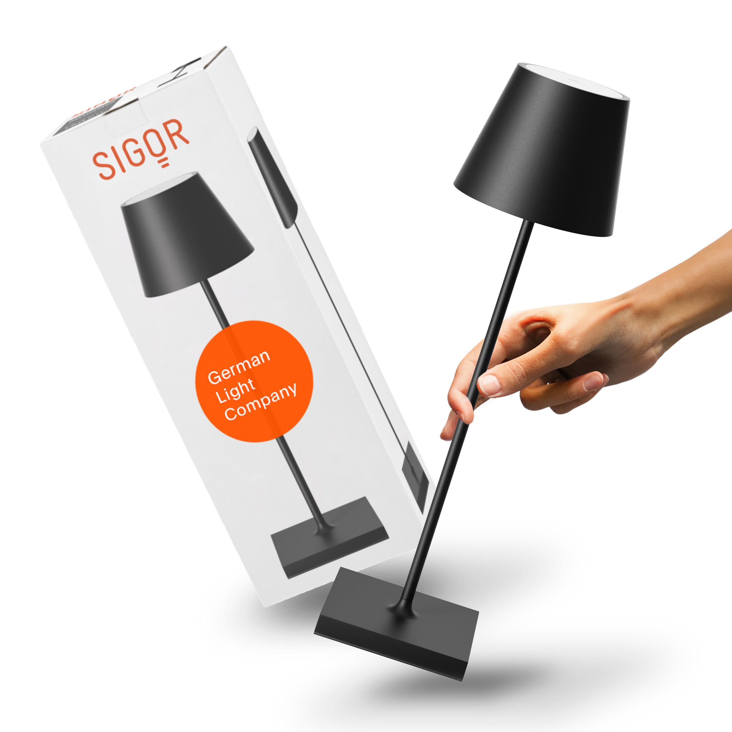 LED Akku-Tischlampe, Nuindie 3.0 nachtschwarz - Schwarz, Metall (38/10/38cm) - Sigor