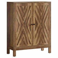 RUSTIKALES, 5-Stöckiges Schuhregal mit Schnitzereien,Braun - Walnussfarben, Textil (90/110/35cm) - Urban Meuble