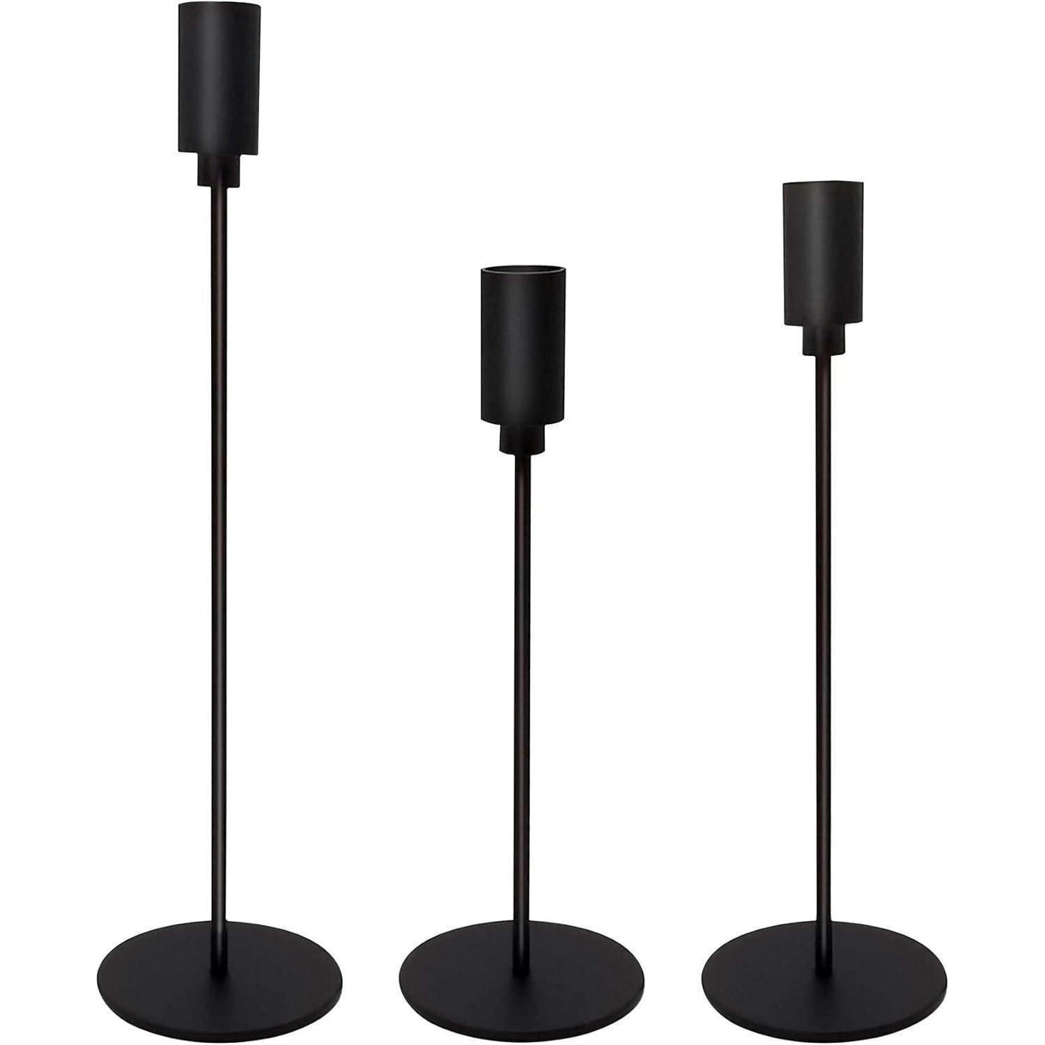 KERZENSTÄNDER 3-teiliges Set Schwarz - Schwarz, Metall (8/8/32.5cm)