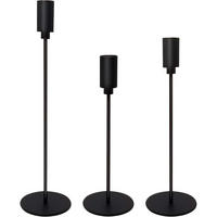 KERZENSTÄNDER 3-teiliges Set Schwarz - Schwarz, Metall (8/8/32.5cm)