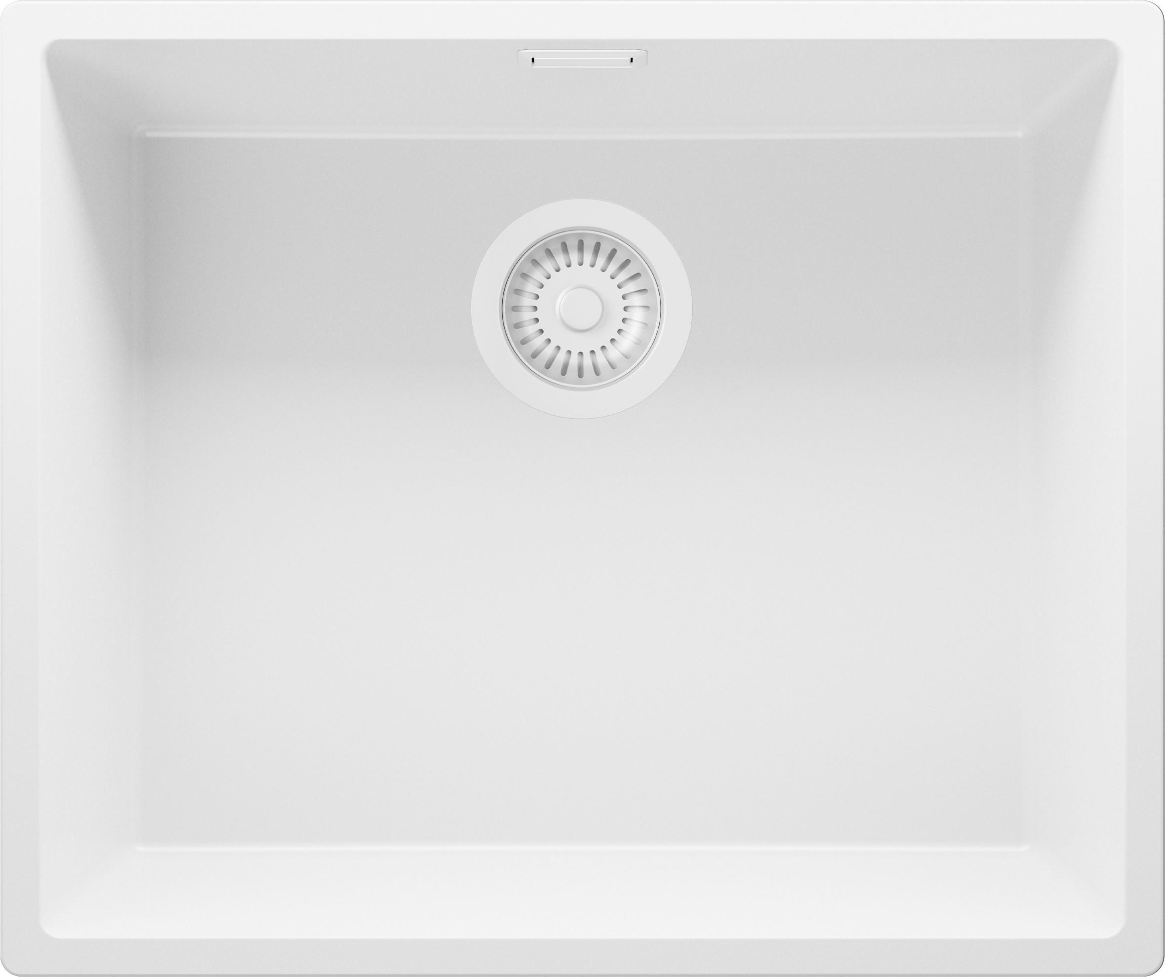 SPÜLBECKEN London Slim, 2-er set Alles Weiß 56/47 cm 1 Becken + Ablauf-Set ab 60er Unterschrank - Weiß, Kunststoff (56/20/47cm) - Primagran