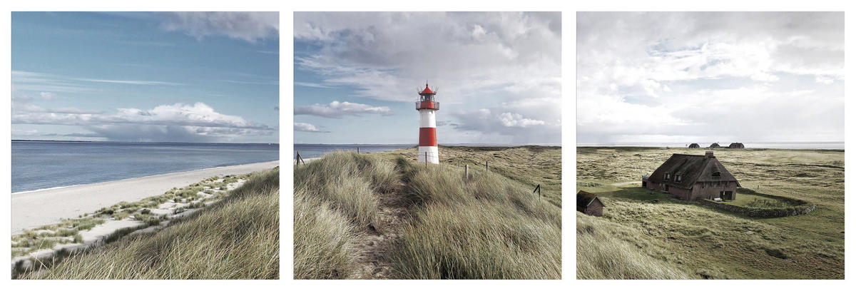 BILDER-SET aus Glas je 50x50 cm Strand Sylt - Beige, Glas (150/50cm) - artissimo