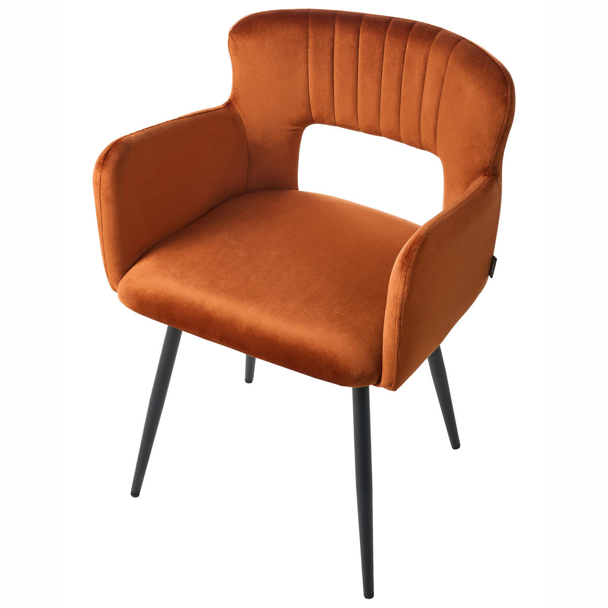 ESSZIMMERSTUHL 2er-Set Samtstoff Orange Sanilac - Orange, Textil/Metall (52/75/44cm) - Beliani