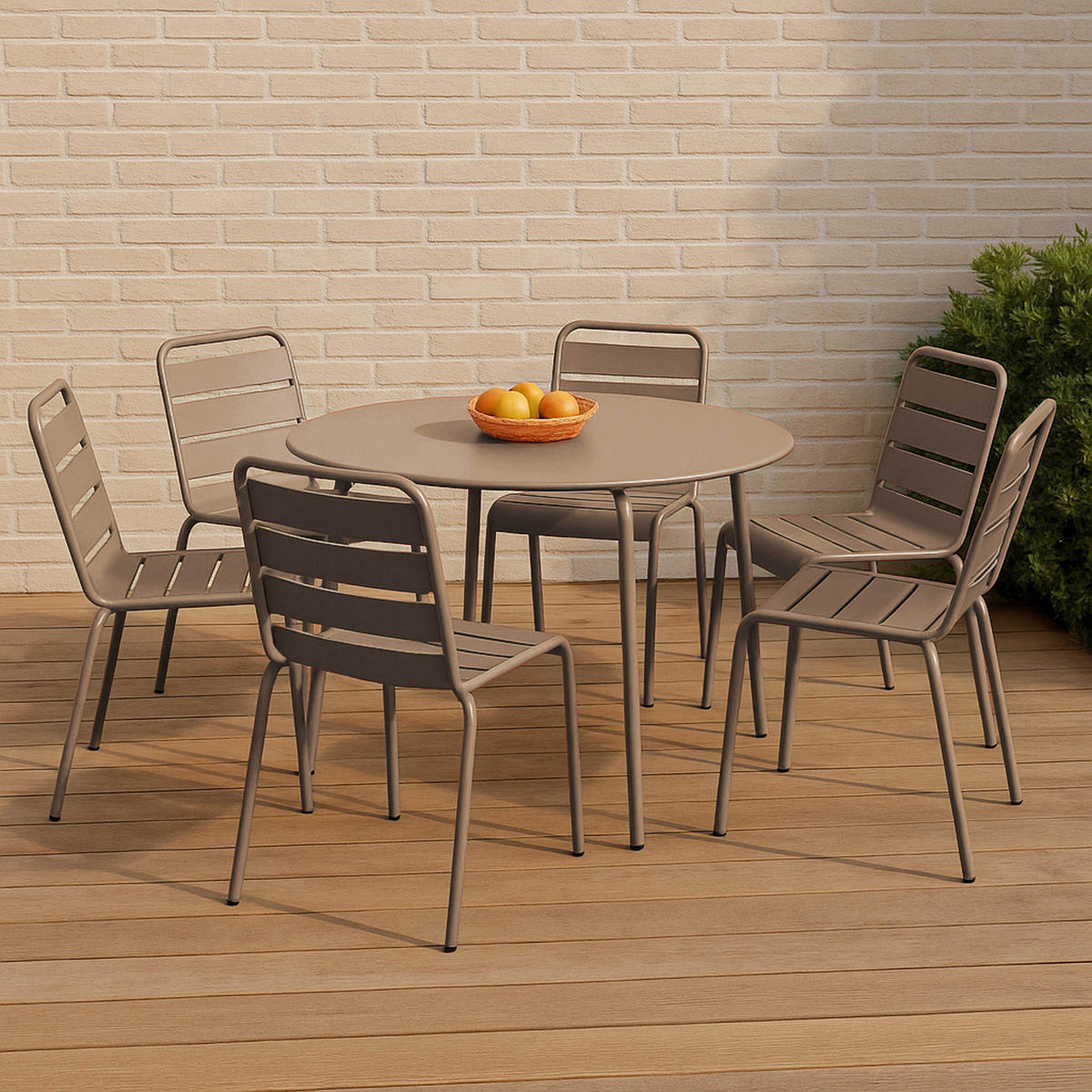 GARTENSET 7-tlg., Taupe - Grau, Metall - Oviala