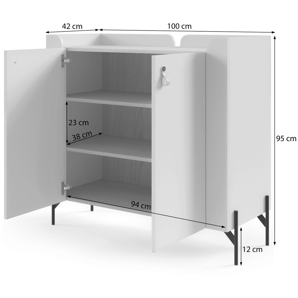 KOMODA Sorella se 2 dveřmi, 100 cm, do studentského pokoje, porcini + dub Mavelie - kapučínová/barva dubu, kov/kompozitní dřevo (100/95/42cm) - Beautysofa