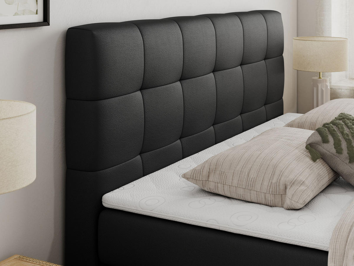 BOXSPRINGBETT LUKA KING 200/200 Schwarz Kunstleder - H4 - Schwarz, Holz/Textil (200/200cm) - MKS