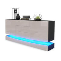 SIDEBOARD City Fronten in Sandgrau Hochglanz - Sandfarben, Holzwerkstoff (178/82/39cm) - Vladon