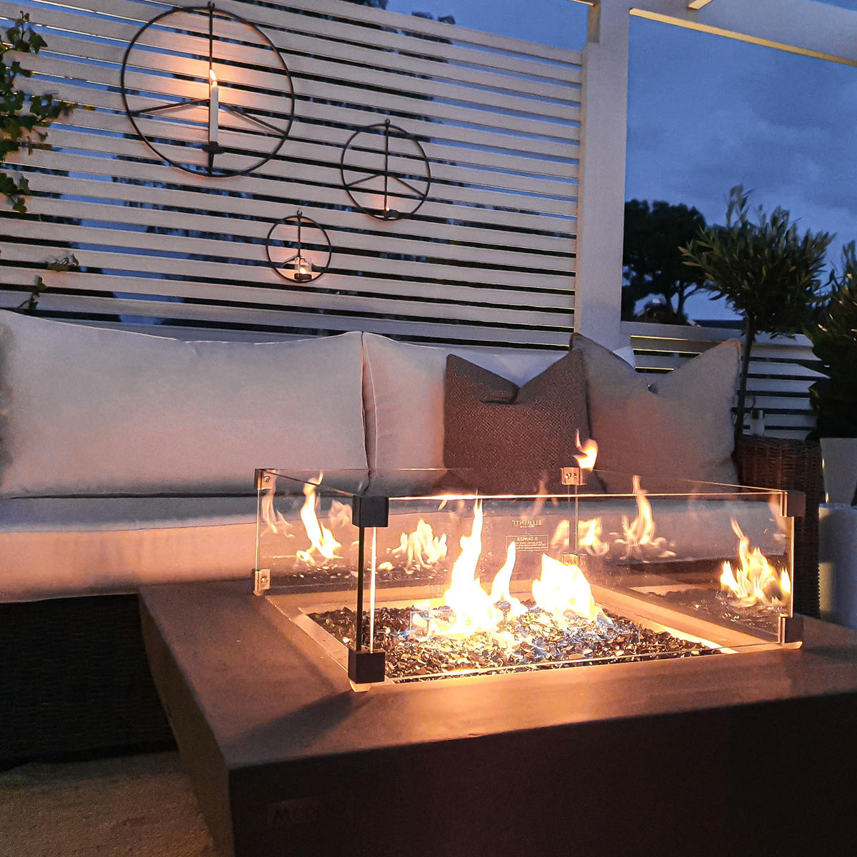 FEUERTISCH Westport Gasfeuerstelle aus GF-Beton 87/87/36 cm - Hellgrau, Naturmaterialien (86/36/86cm) - Elementi