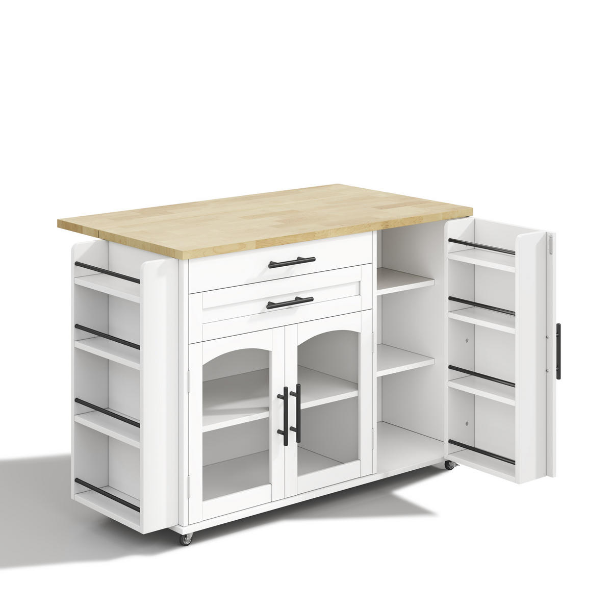 KÜCHENINSEL 120/45-70/90 cm aus MDF mit klappbarem Arbeitsbereich Natur/Weiß - Naturfarben, Holzwerkstoff (138/90/70cm) - Modenvie