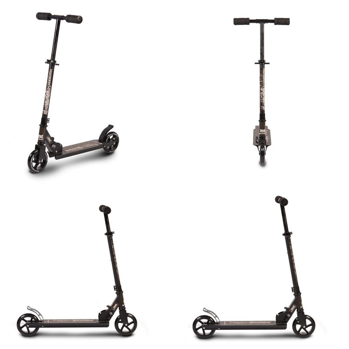 KINDERROLLER Rendevous schwarz Höhe einstellbar, klappbar, PU-Räder, ABEC-7 - Schwarz, Metall (90/31.5/74cm)