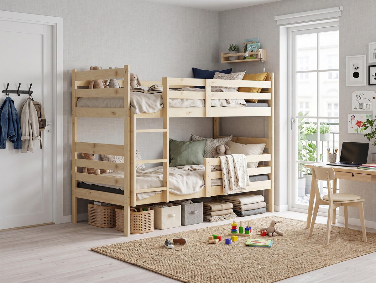ETAGENBETT ERYK 90/190 cm aus massivem Kiefernholz, ohne Matratzen - Kiefer Milford, Holz - Interbeds