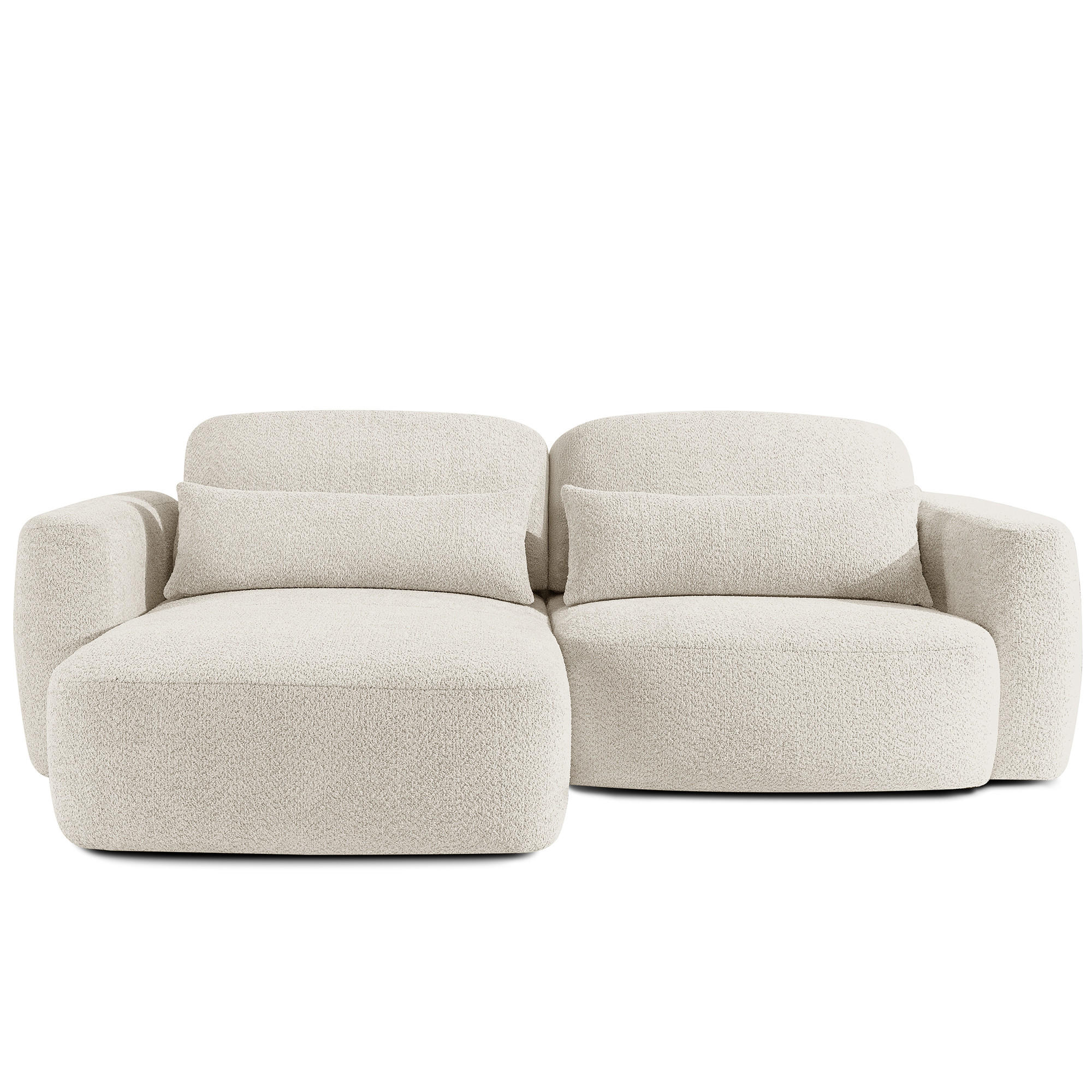 ECKSOFA links ELOSA - Weiß, Holz/Textil (245/165cm) - KONSIMO®