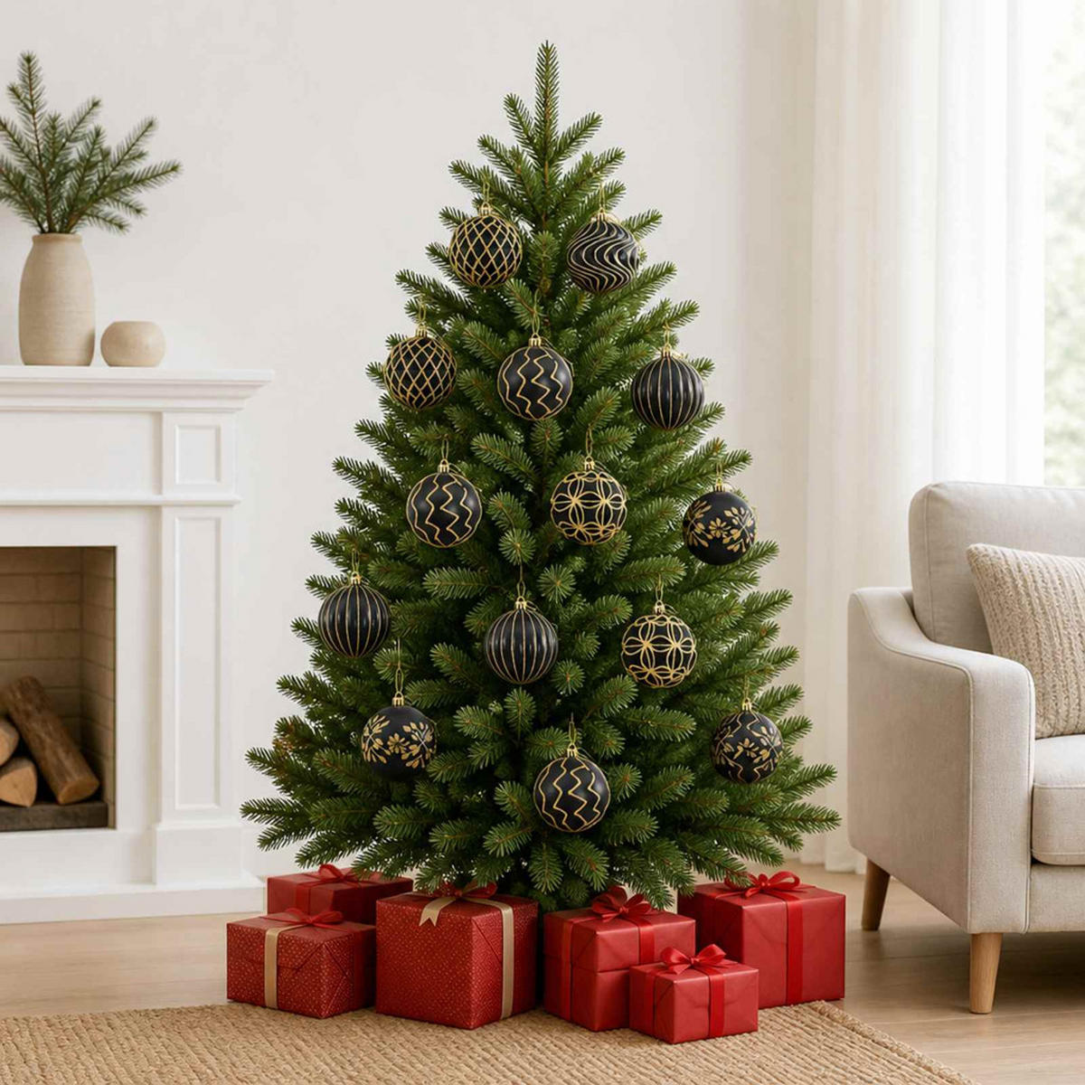 WEIHNACHTSKUGELSET XL 18 -teilig 8 cm Schwarz Polystyrol - Schwarz, Kunststoff (8/8/8cm) - vidaXL