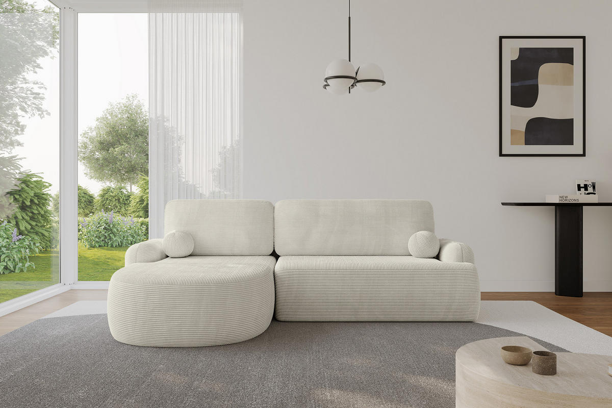 ECKSOFA mit Schlaffunktion und Bettkasten LIRA-L - 264x172x89 Hellgrau - Hellgrau, Holzwerkstoff/Textil (264/172cm) - ALTDECOR