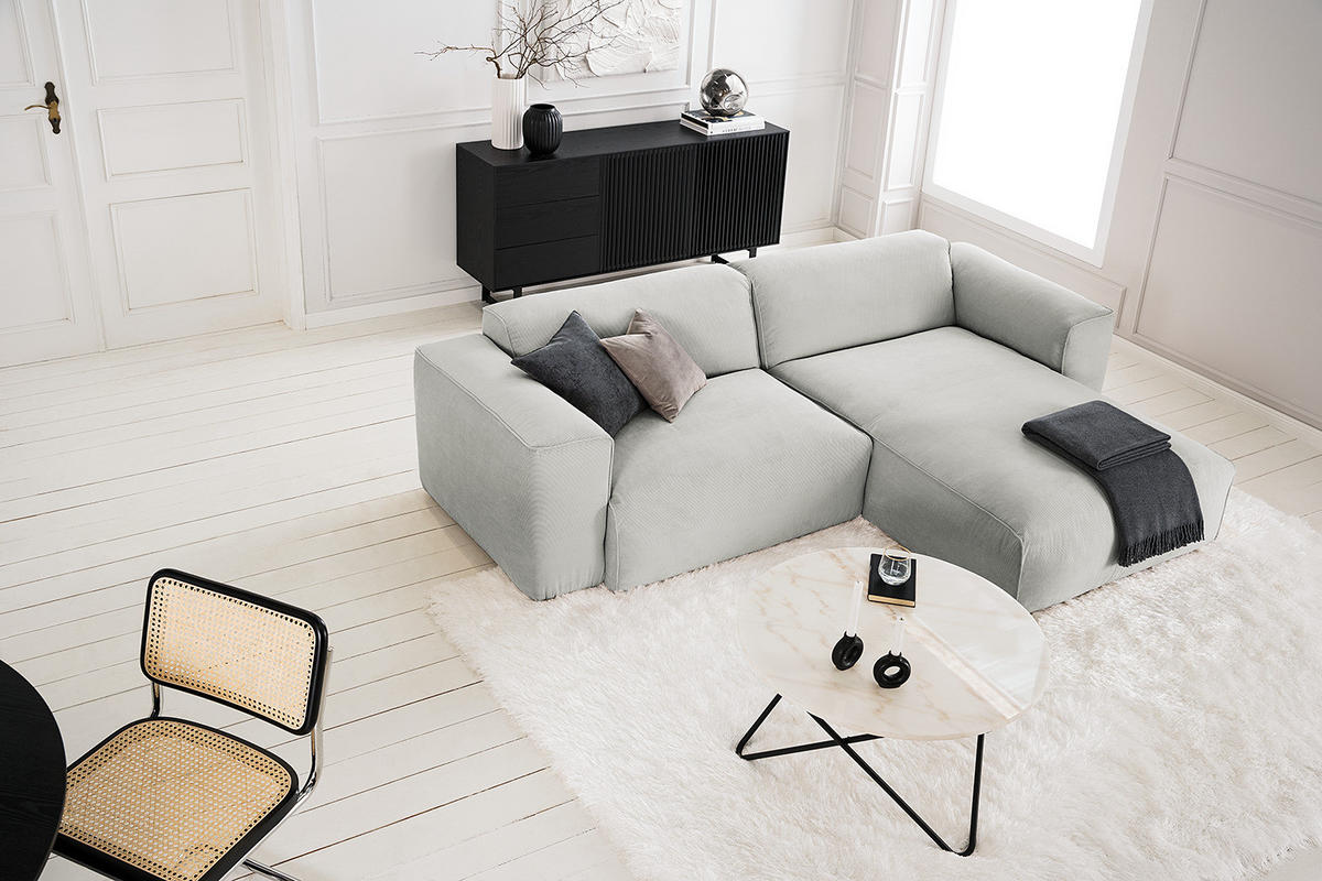 1,5-SITZER ECKSOFA mit Longchair - Schwarz/Grau, Kunststoff/Textil (260/173cm) - home24