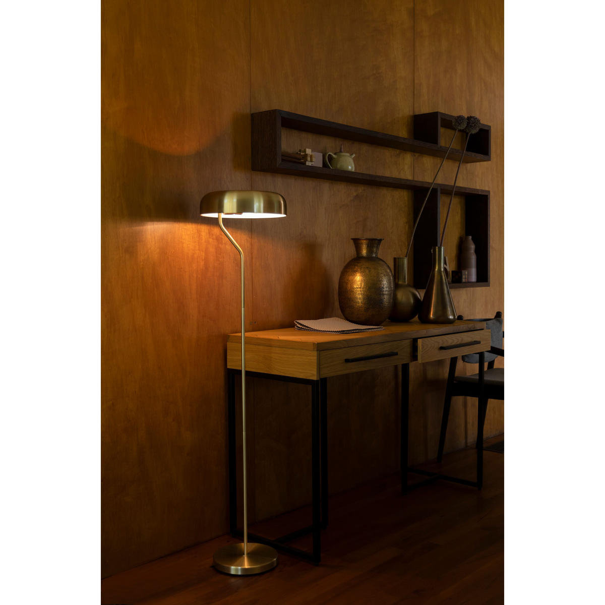 STEHLAMPE Eclipse Gold - Goldfarben, Metall (30/30/130cm) - Dutchbone
