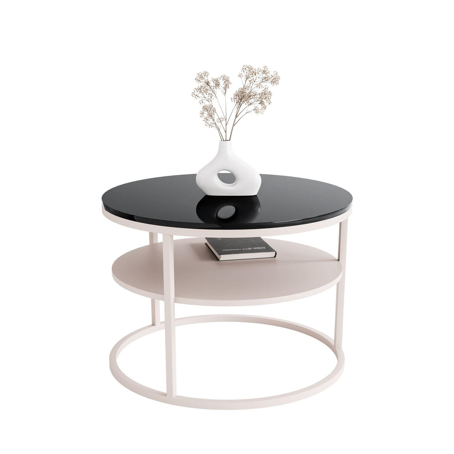 Couchtisch CIRI KASCHMIR Hochglanz mit Ablage Platte schwarzer Hochglanz - Schwarz, Holzwerkstoff (70/70/49cm) - Lookway