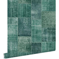 TAPETE orientalisches-Marrakech Kelim-Patchwork 53 cm x 10.05 m - Grün, Papier (53/1000cm) - ESTAhome