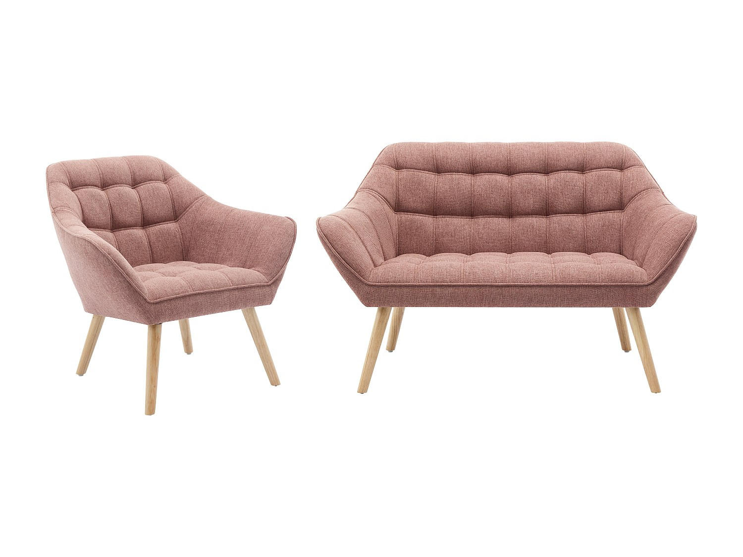 SOFA 2-Sitzer & Sessel - melierter Stoff - Rosa - CASERTA - Pink, Textil (127/77/73cm) - Vente-Unique