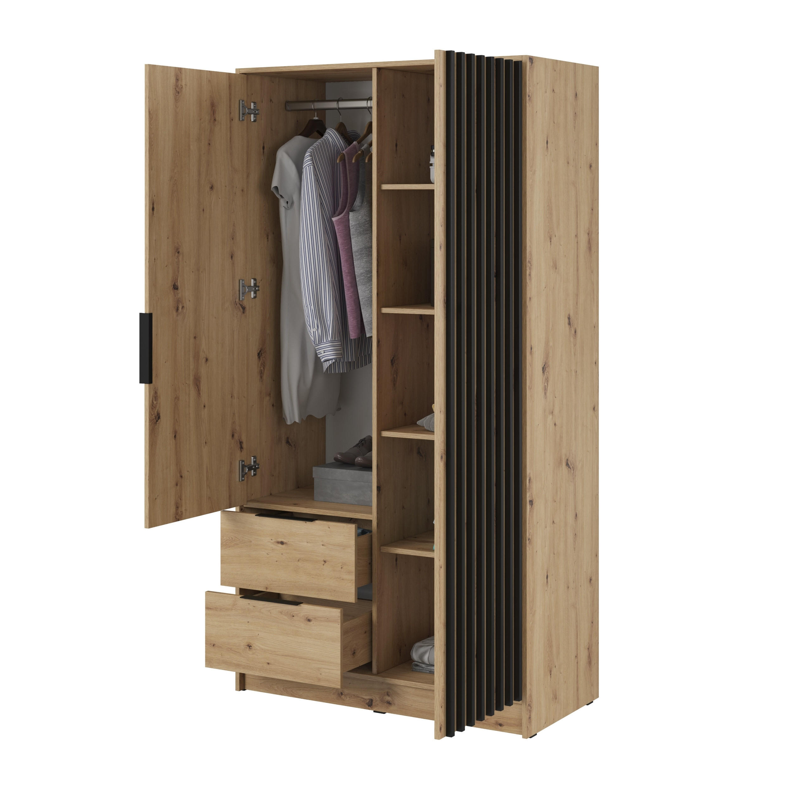 DREHTÜRENSCHRANK NELIANA 105/200/51 cm 2-türig Eiche Artisan - Eiche Artisan, Holzwerkstoff (105/200/51cm) - MASSENO