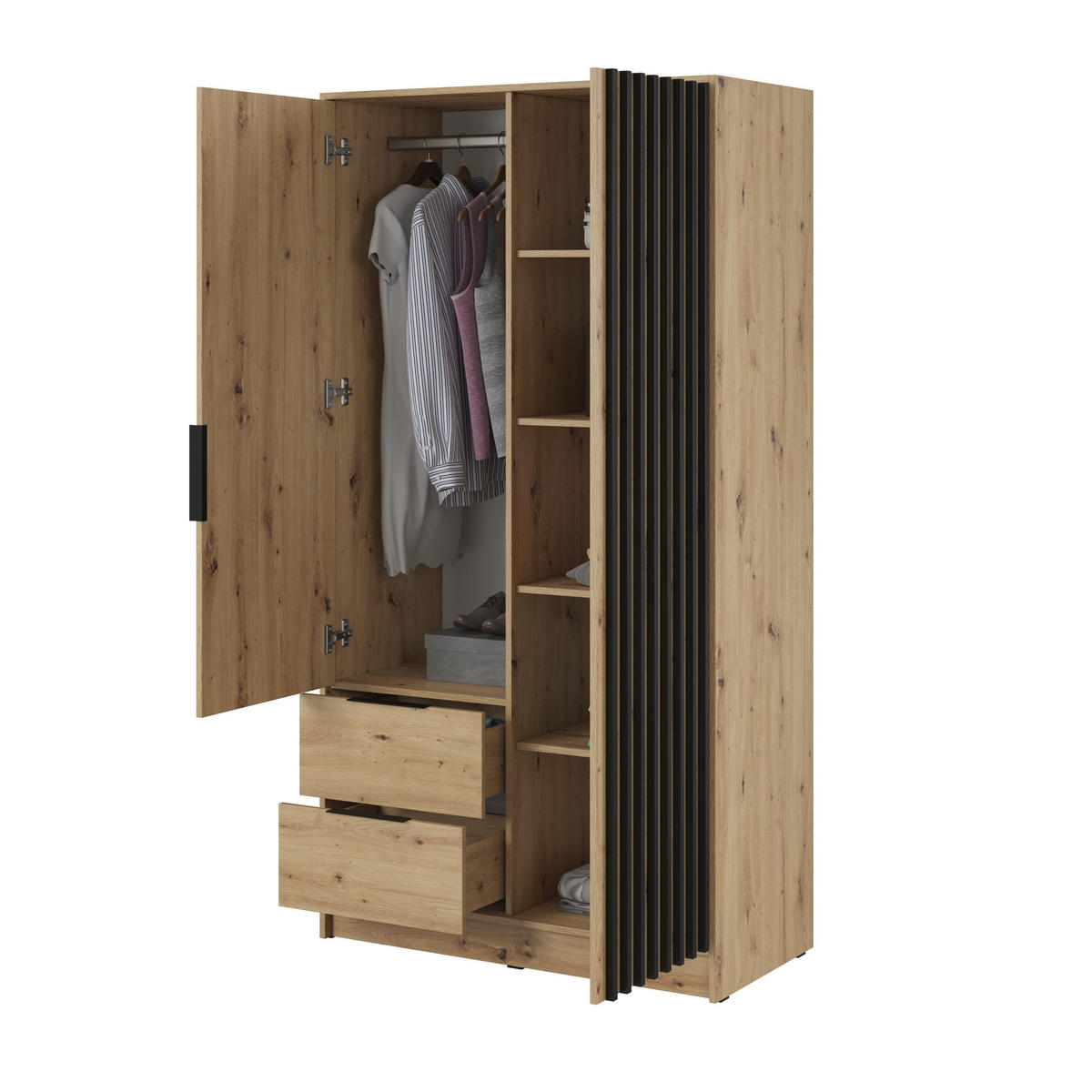 DREHTÜRENSCHRANK NELIANA 105/200/51 cm 2-türig Eiche Artisan - Eiche Artisan, Holzwerkstoff (105/200/51cm) - MASSENO