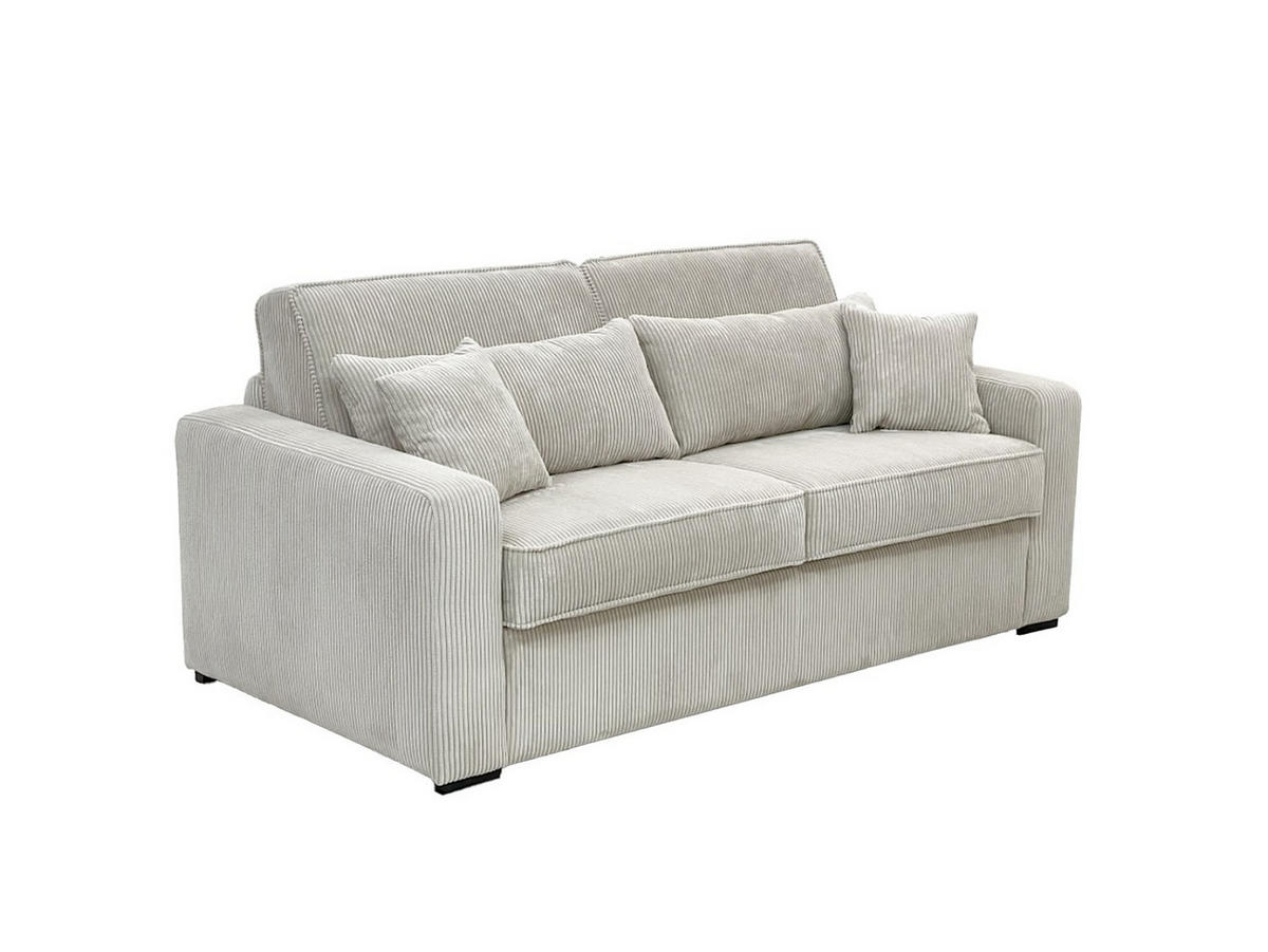 SCHLAFSOFA mit Matratze 3-Sitzer - Liegefläche 140 cm - Matratze 16 cm - Cord - beige - MONDOVI - Beige, Textil (194/90/208cm) - Vente-Unique