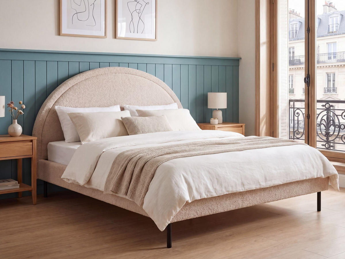 POLSTERBETT 160/200 cm Beige Margut - Beige, Textil (160/200cm) - Beliani