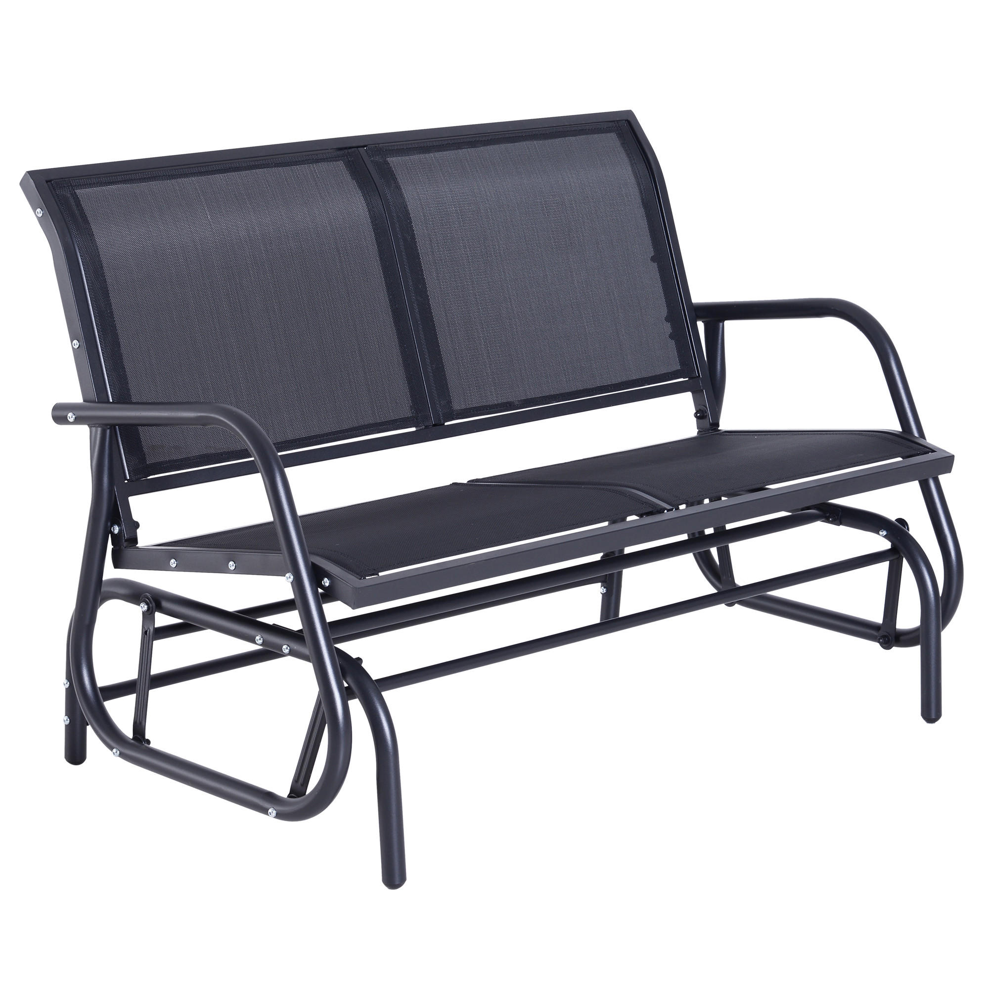 SCHAUKELSTUHL, 2-Sitzer, Metall, Schwarz, 120 x 70 x 85 cm - Schwarz, Metall (70/88/120cm) - Outsunny