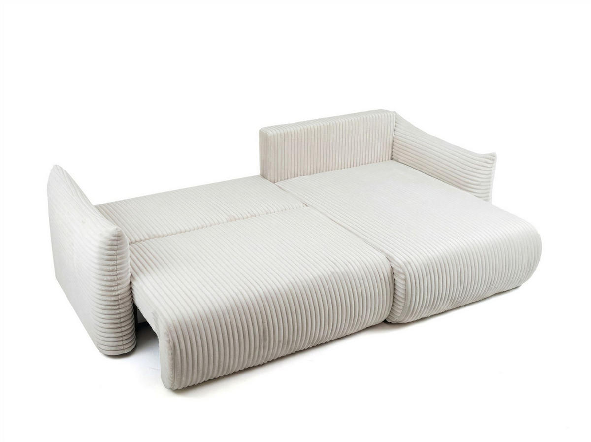 ECKSOFA Mailand Mit Schlaffunktion - Ecru, Holzwerkstoff/Textil (260/154cm) - Fun Möbel