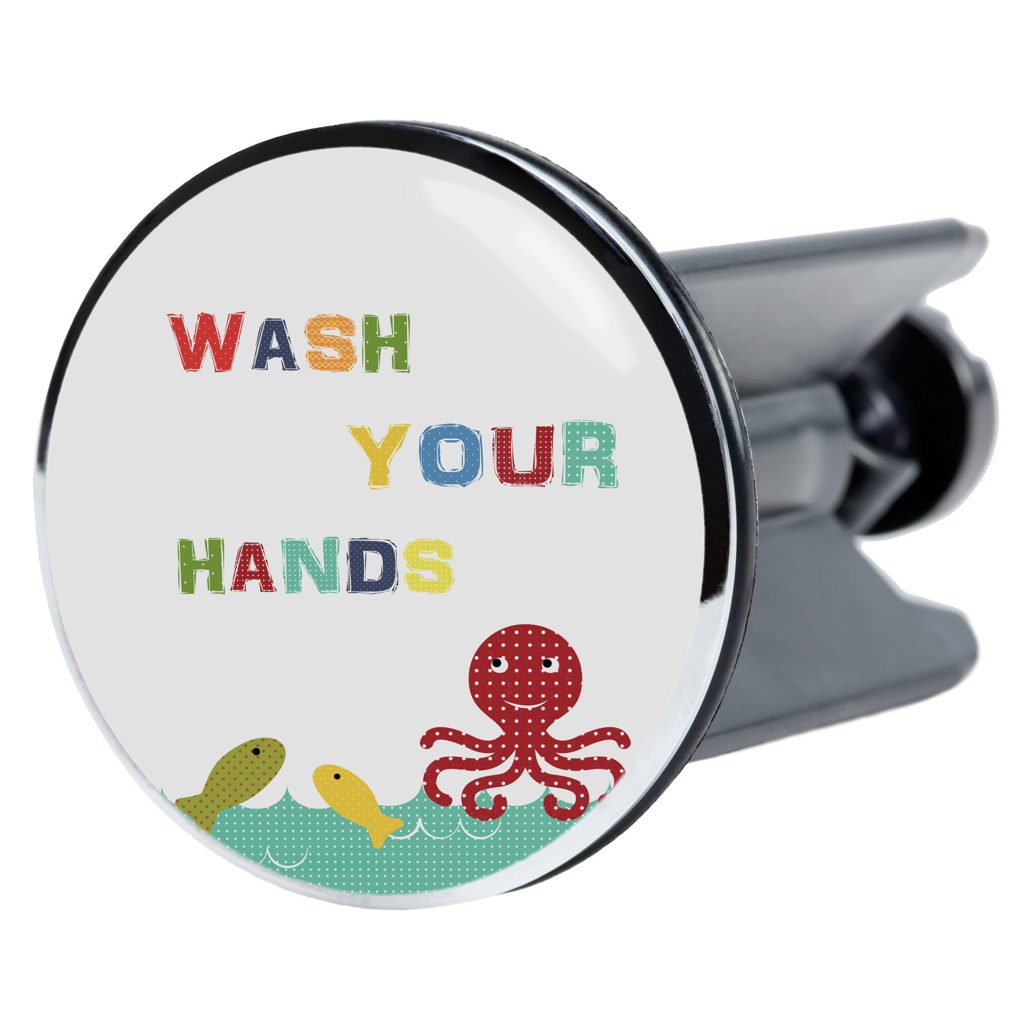 WASCHBECKENSTÖPSEL Wash Your Hands - Multicolor, Kunststoff/Metall (4/7/7cm) - Sanilo