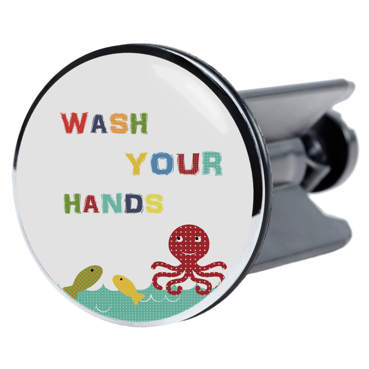 WASCHBECKENSTÖPSEL Wash Your Hands - Multicolor, Kunststoff/Metall (4/7/7cm) - Sanilo