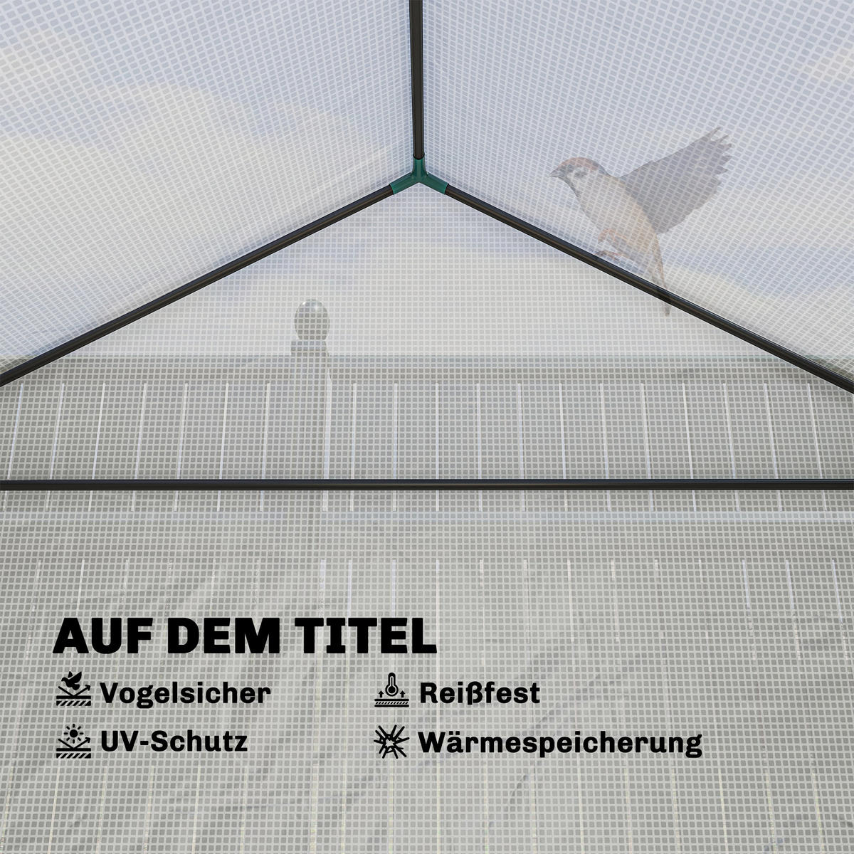 TOMATENGEWÄCHSHAUS Foliengewächshaus mit Hochbeet Rolltor Fenster Schrägdach - Weiß, Metall (141/190/141cm) - Outsunny