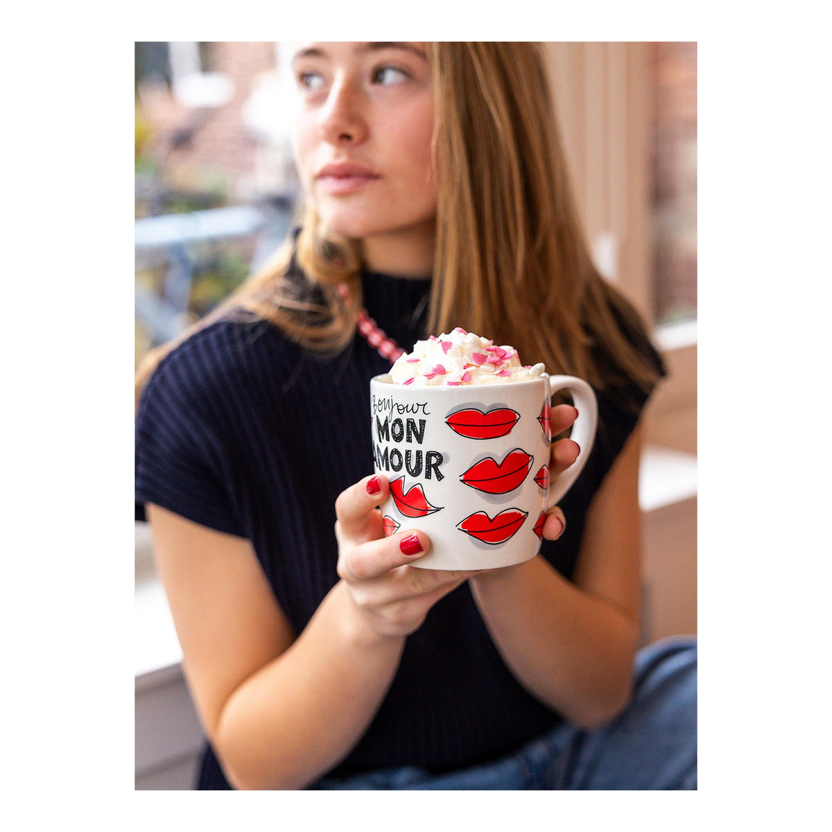 CAPPUCCINO-BECHER Valentinstag Küsschen in Rot - 500 ml - Rot, Keramik (0.5L) - Blond Amsterdam