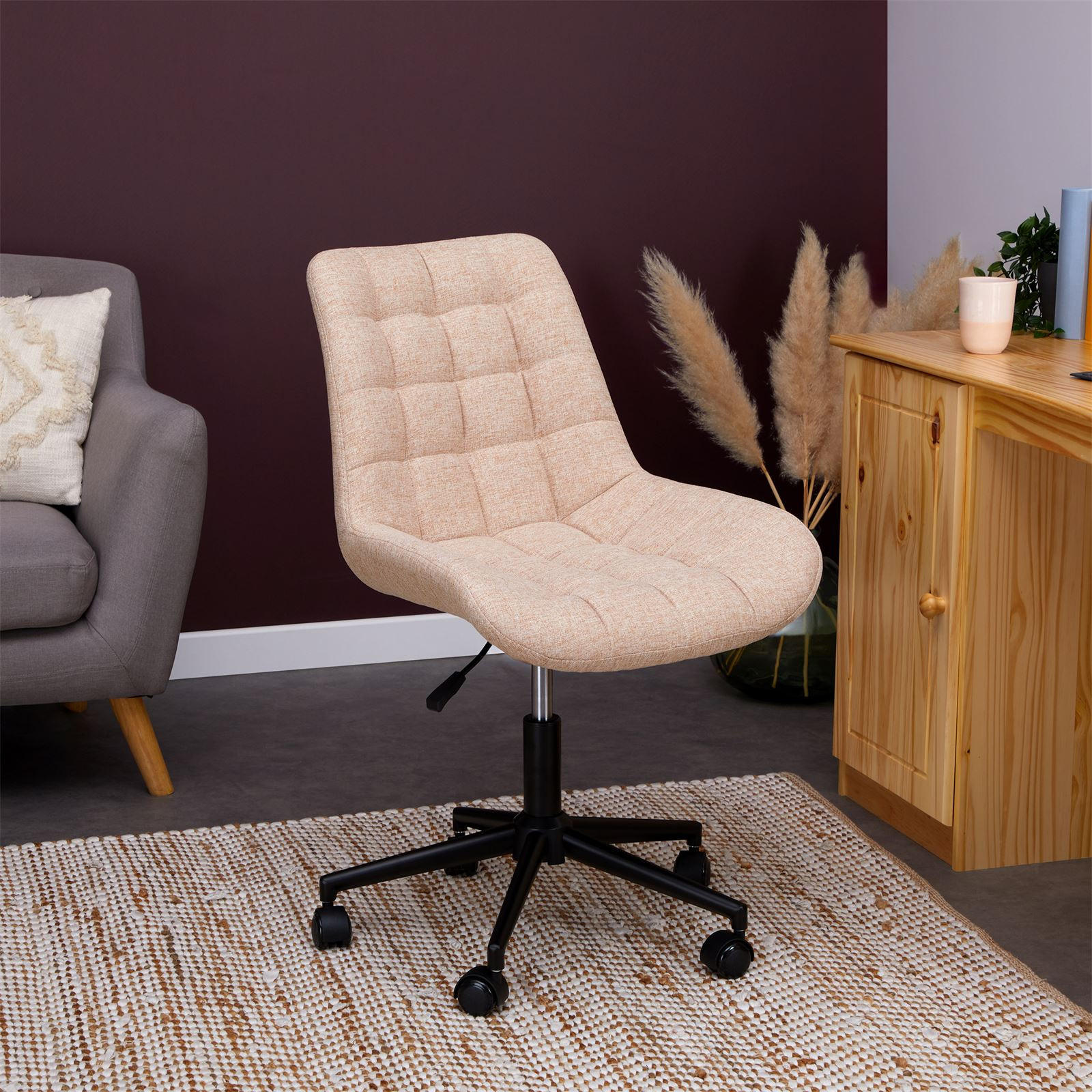 DREHSTUHL TALIA - Beige, Textil (53/89/61cm) - IDIMEX