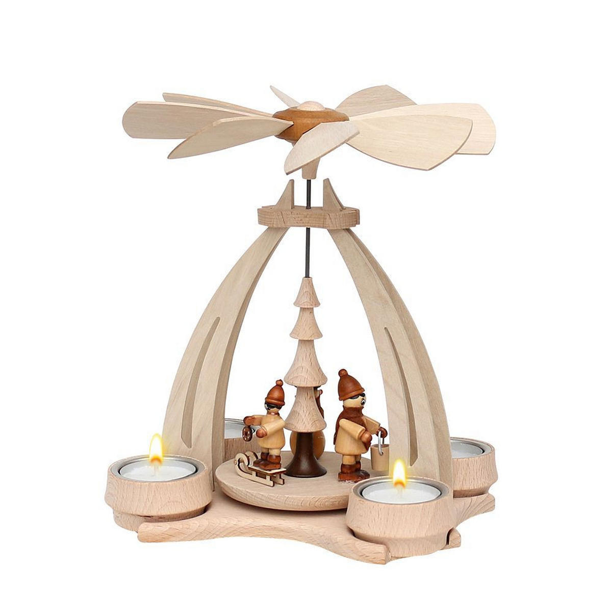 TISCH-PYRAMIDE Winterfütterung 14/18/24 cm - Multicolor, Holz (0.1/24/0.1cm) - Dekoteam24