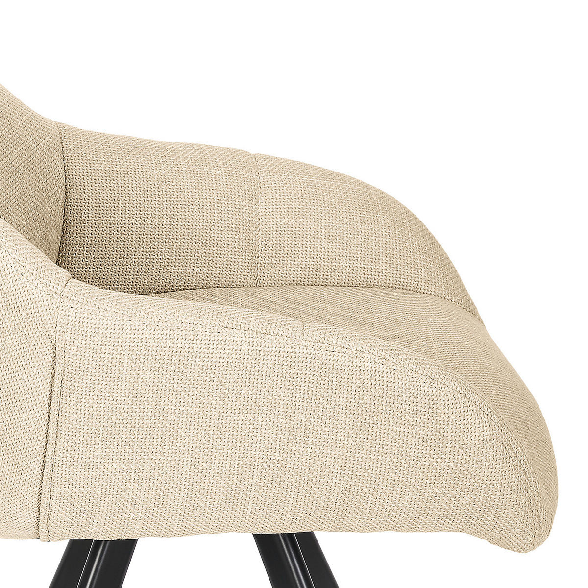 POLSTERSTUHL - Leinen / Eisen, 2er-Set - Creme/Schwarz, Metall (57/83/65cm) - home24