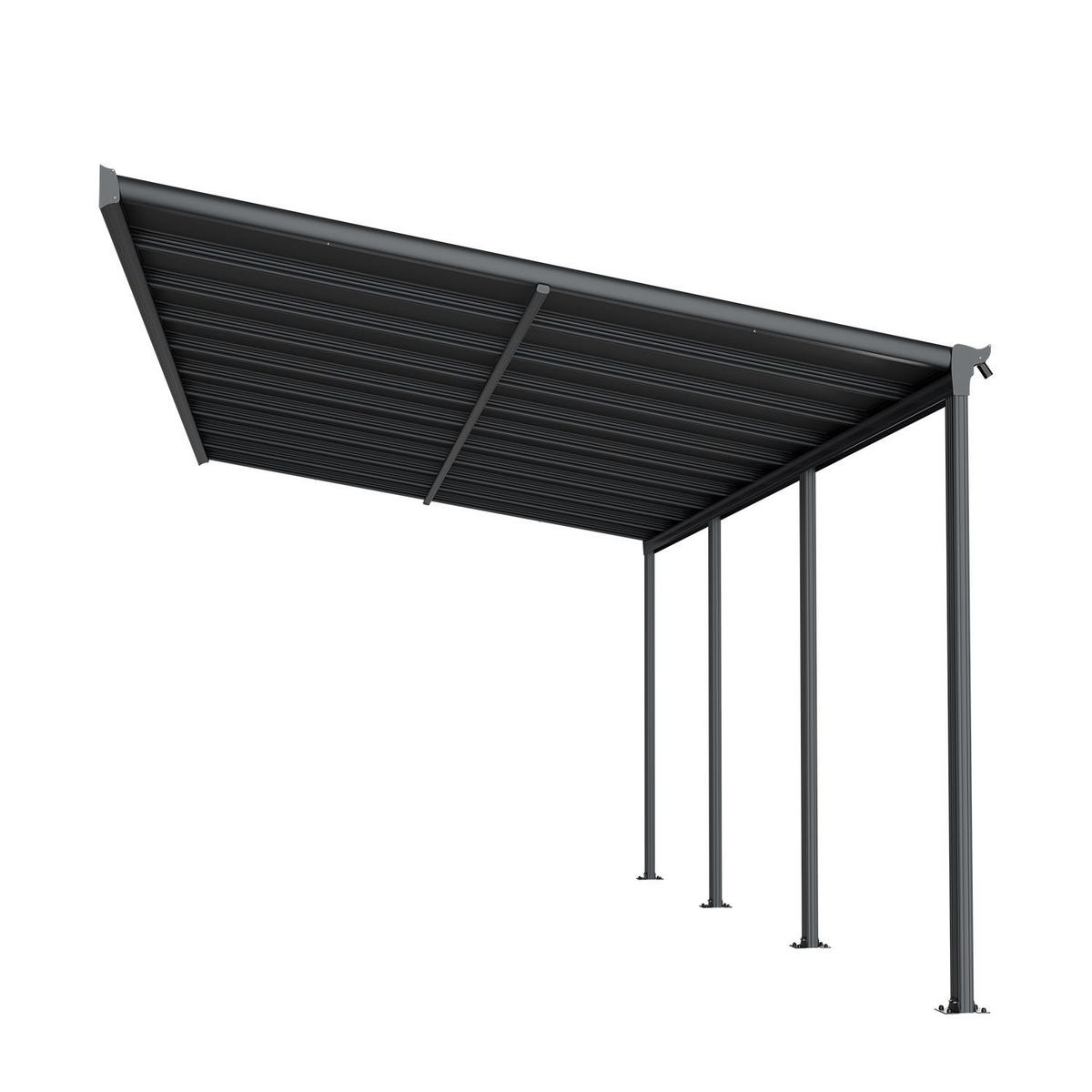 TERRASSENDACH Borneo Aluminium 6x3m dunkelgrau - Dunkelgrau, Metall (618/178/303cm) - Juskys