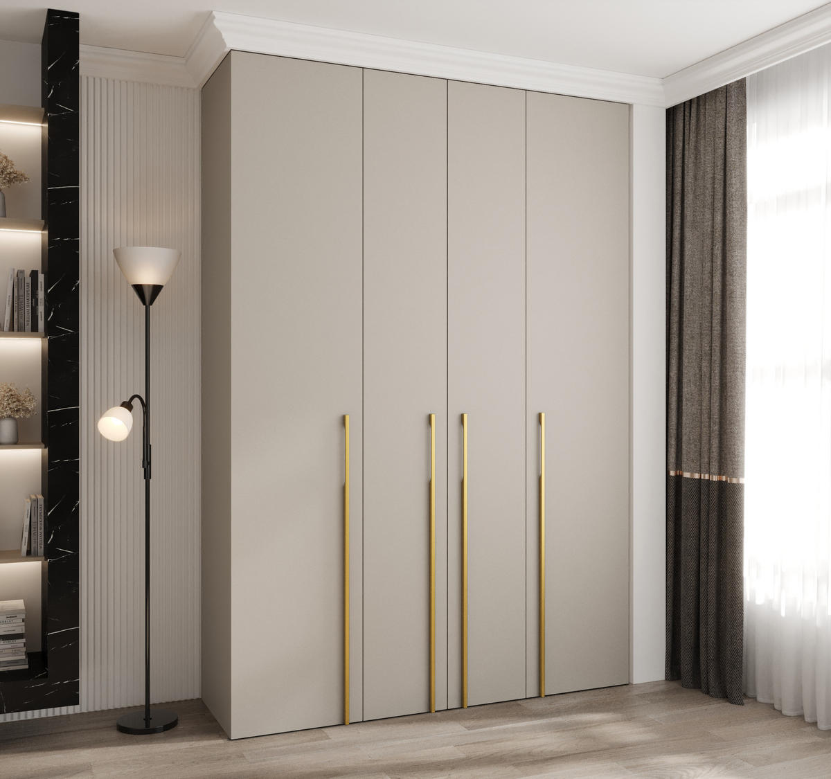 DREHTÜRENSCHRANK 245,5/170/50 4-türig - Kaschmir/Goldfarben, Holz/Metall (170/245.5/50cm) - Abiks Möbel