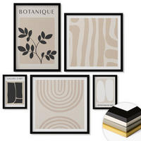 WANDBILDER 5er-Set - 50x50 cm & 20x30 cm & 40x60 cm Schwarzer Rahmen - Boho-Pflanzenposter - Schwarz, Kunststoff (40/60cm) - ArtPrintCave