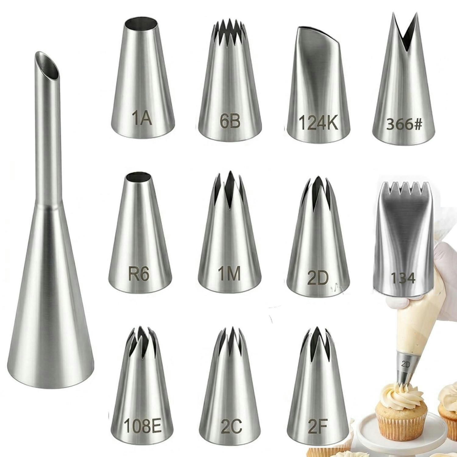 SPRITZTÜLLEN 12-teiliges Set Edelstahl - Silberfarben, Metall (2.5/2.5/9.5cm)