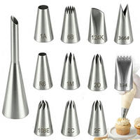 SPRITZTÜLLEN 12-teiliges Set Edelstahl - Silberfarben, Metall (2.5/2.5/9.5cm)