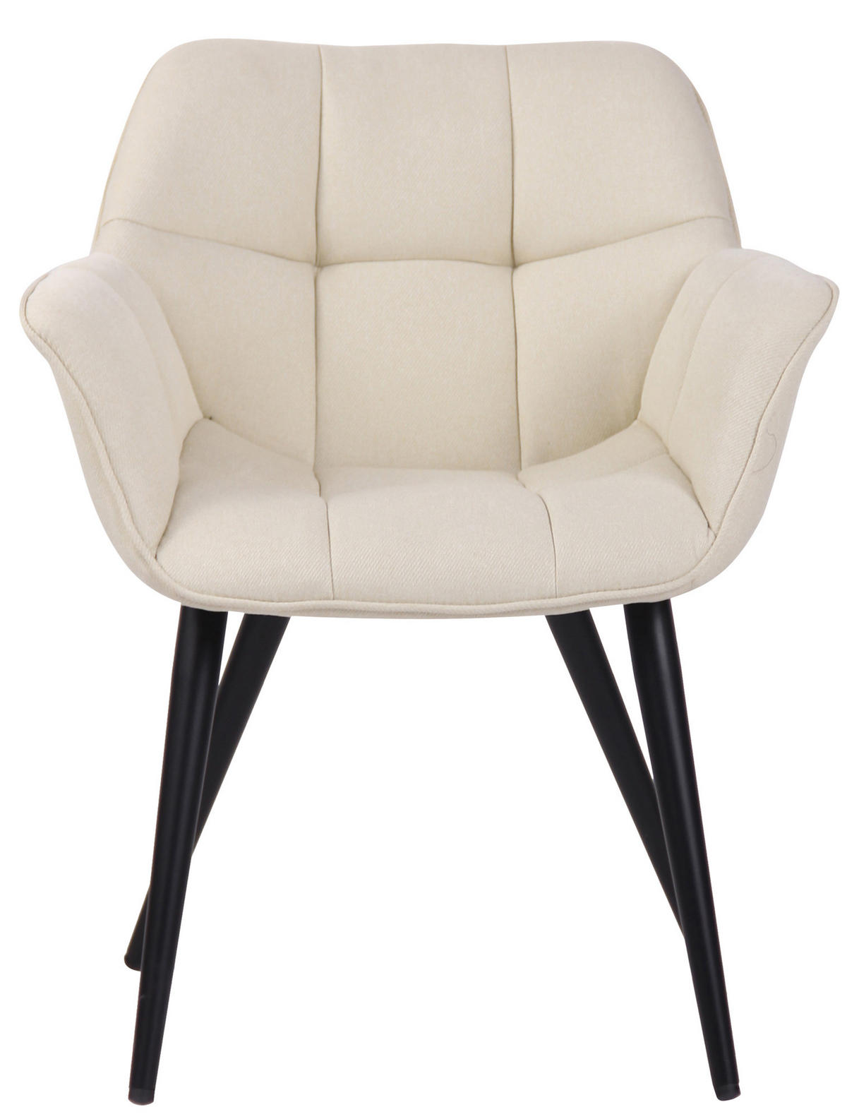ESSZIMMERSTUHL Rosini Stoff, Gestell Metall matt Schwarz Creme - Schwarz/Naturfarben, Textil/Metall (64/84/60cm) - TPFLiving