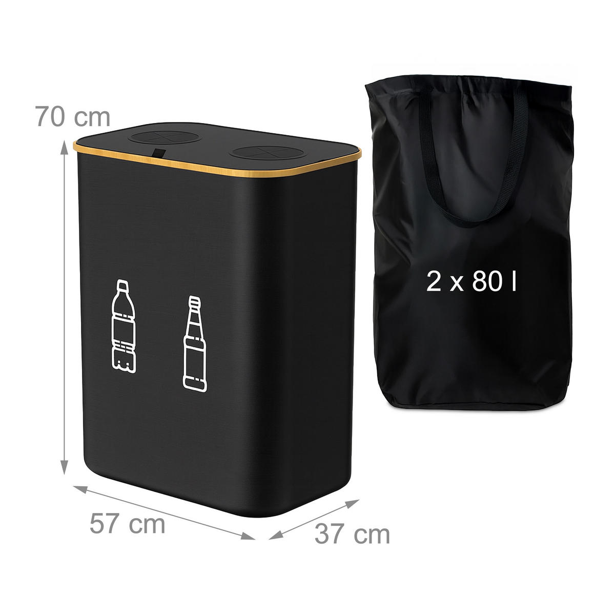 PFANDFLASCHEN-SAMMELBEHÄLTER - Grau, Holz/Kunststoff (57/70/37cm) - Relaxdays