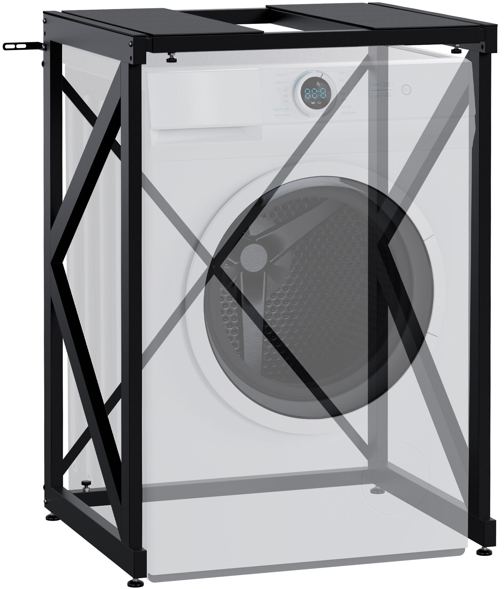 STAPELGESTELL für Wäschetrockner auf Waschmaschine RALF Schwarz - Schwarz, Metall (84/101/60cm) - DELUKE