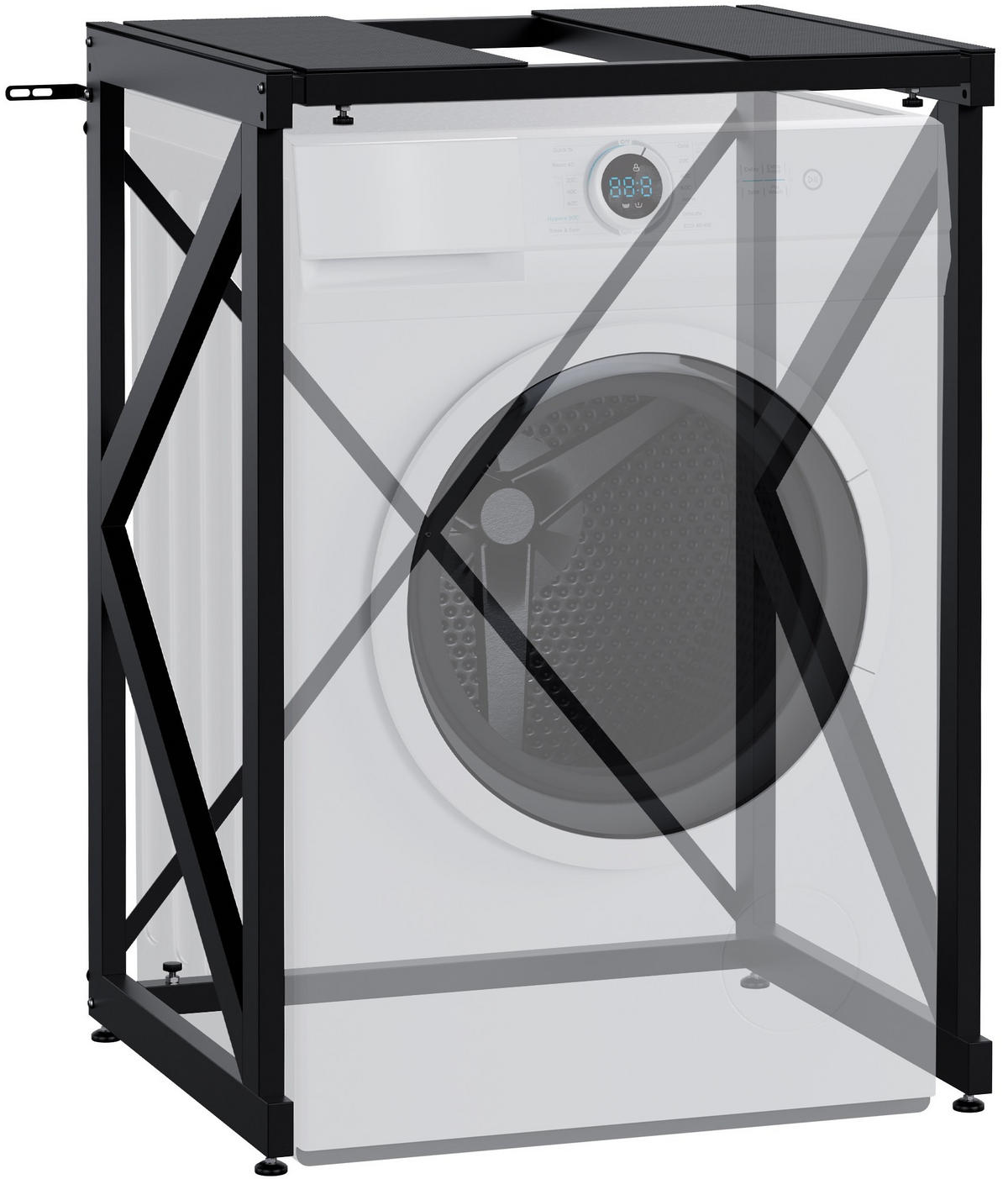 STAPELGESTELL für Wäschetrockner auf Waschmaschine RALF Schwarz - Schwarz, Metall (84/101/60cm) - DELUKE