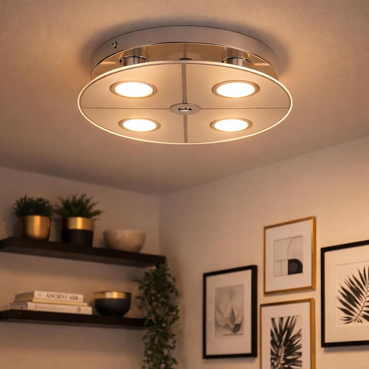 LED DECKENLEUCHTE Metall Glas Silber - Silberfarben, Glas (30/30/7.5cm) - Globo Lighting