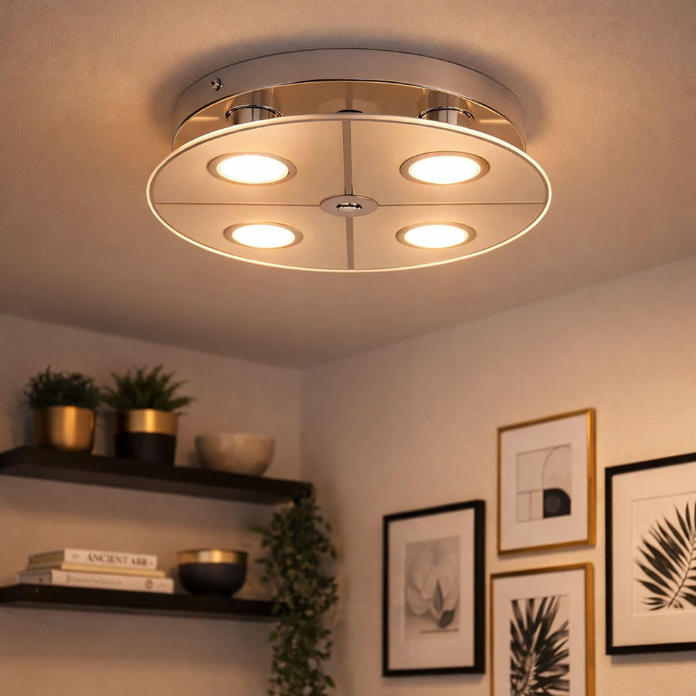 Thumbnail - Globo Lighting Led, Silber, Glas, Rund, F, 30x7.5x30 cm, Lampen & Leuchten, LED Beleuchtung, LED-Deckenleuchten